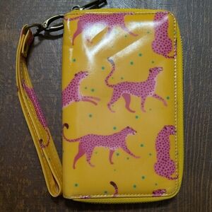 Yellow and Pink Leopard Print Phone Wallet